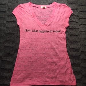 Vegas Pink Graphic V-neck T-shirt Small